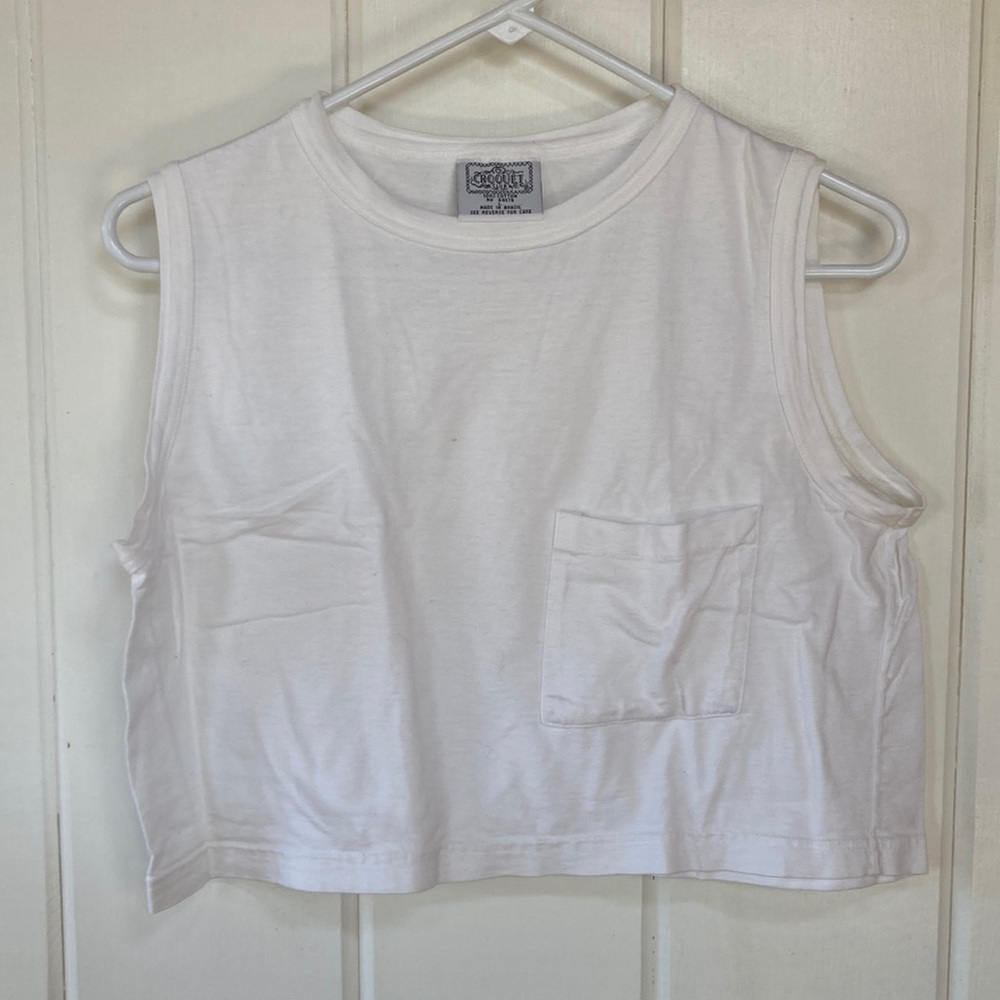 Croquet cotton sleeveless white crop top